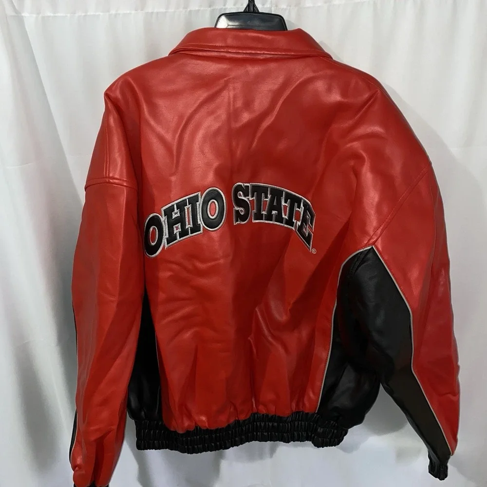 Vtg Ohio State Buckeyes Collegiate Faux Leather Varsity‎ Jacket Mens Medium